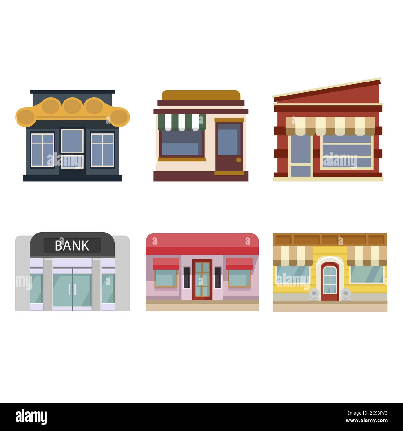 Buildings and facades, shops and bank Stock Vector