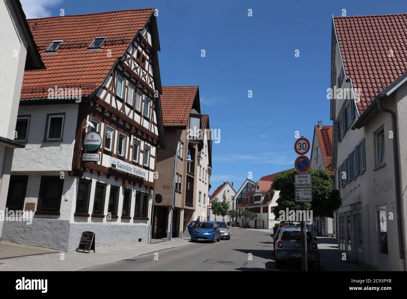 Ehningen, Baden-Wuerttemberg/ Germany - June 03 2019: In the centre of town Ehningen, in the region of Stuttgart Stock Photo