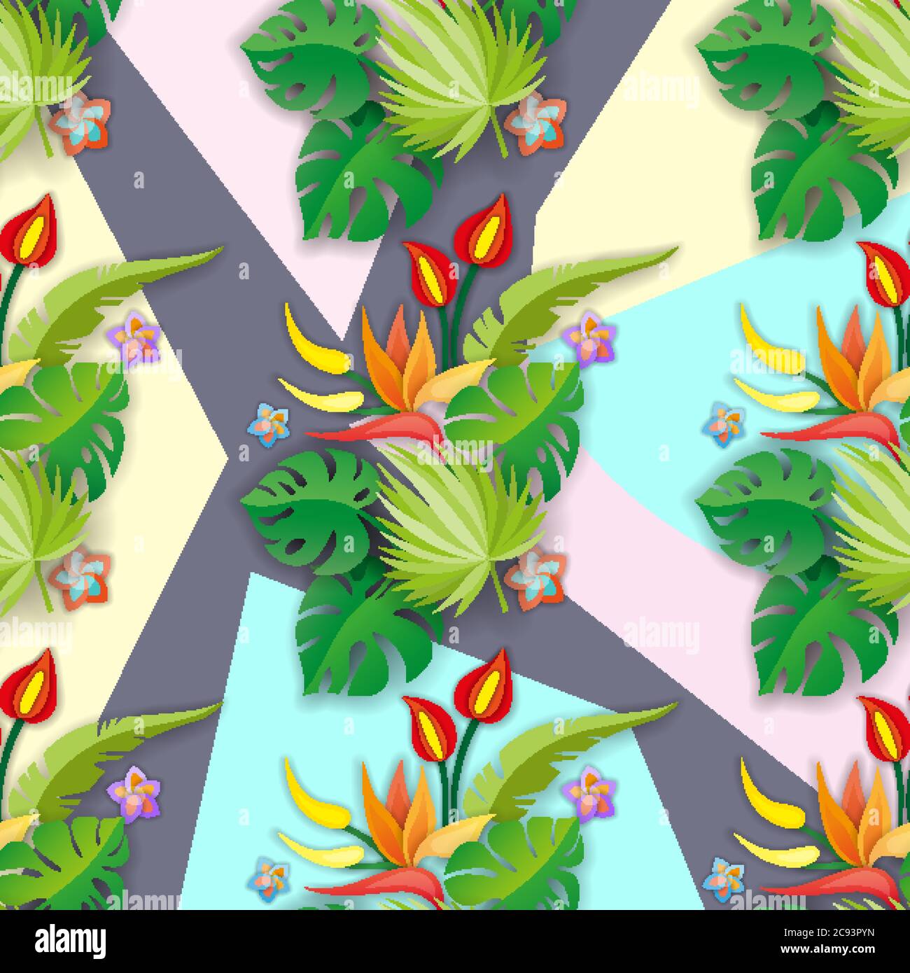 Composition with flowers, leaves and abstract elements. Design for your ...