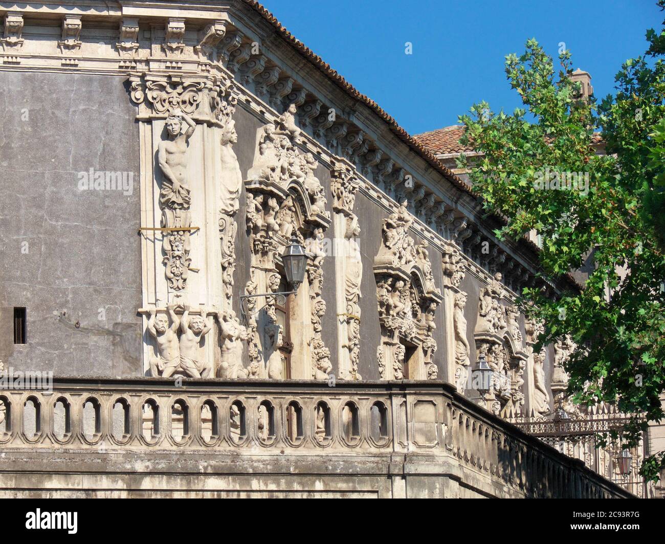 Biscari Palace in Catania is baroque monument of architecture in Sicily historical landmark Stock Photo