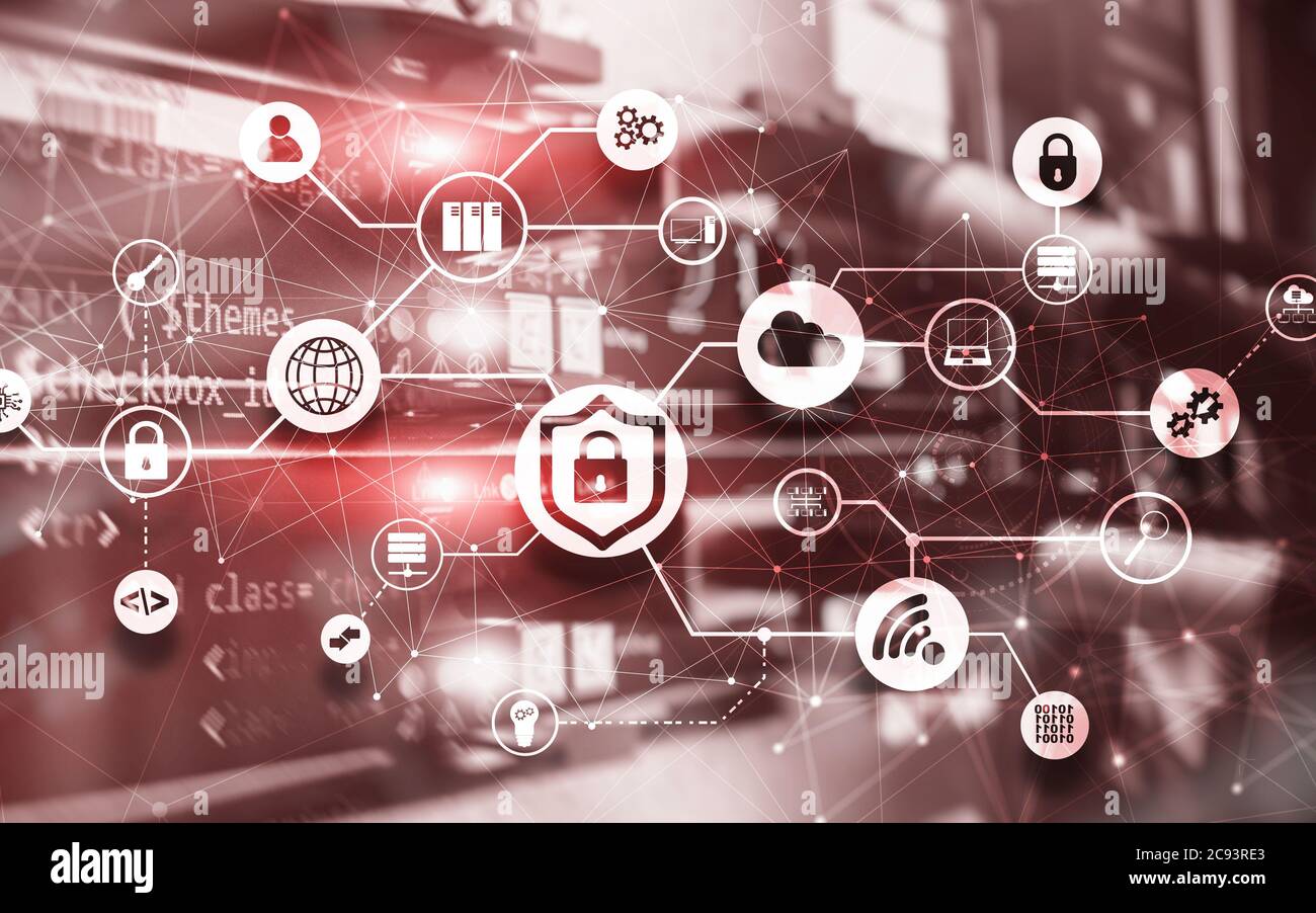 Data security concept. Icons: Closed Padlock, Wifi And cloud on digital ...