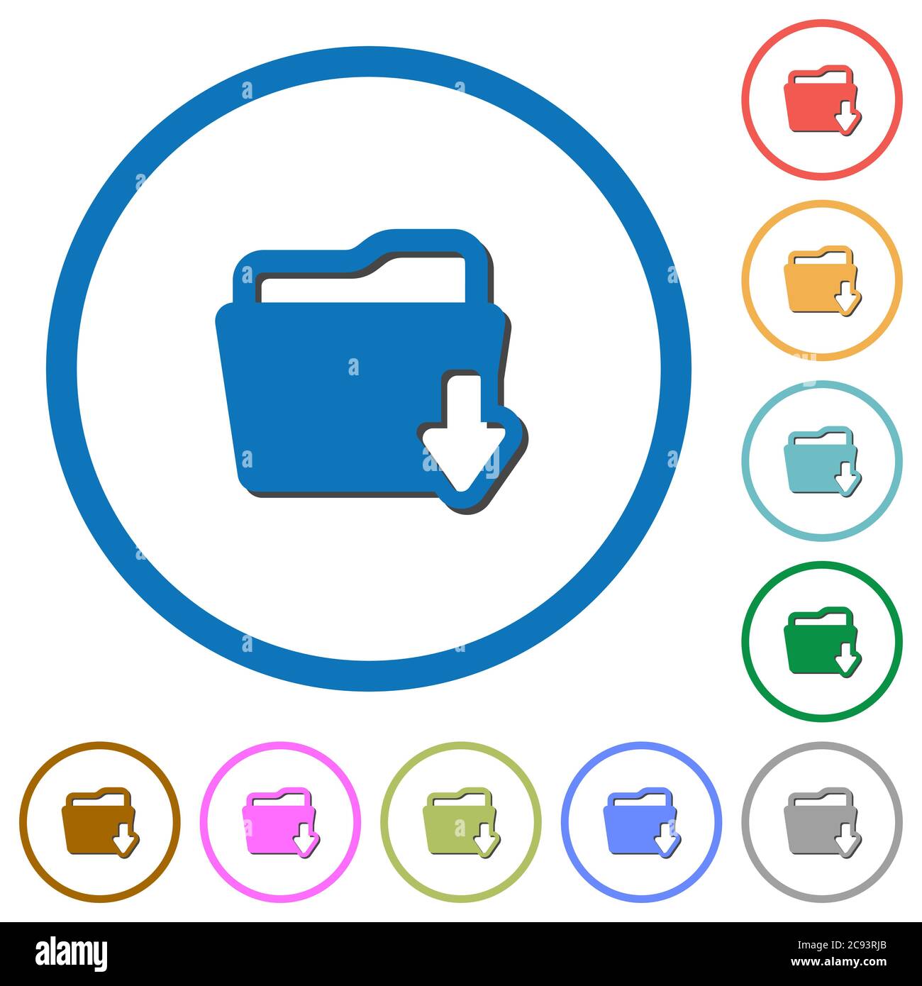 Download folder flat color vector icons with shadows in round outlines ...