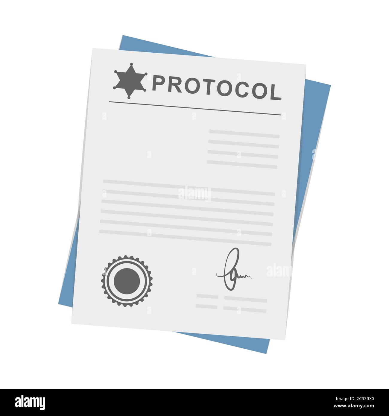 Cartoon icon of police protocol documentation, vector illustration Stock Vector