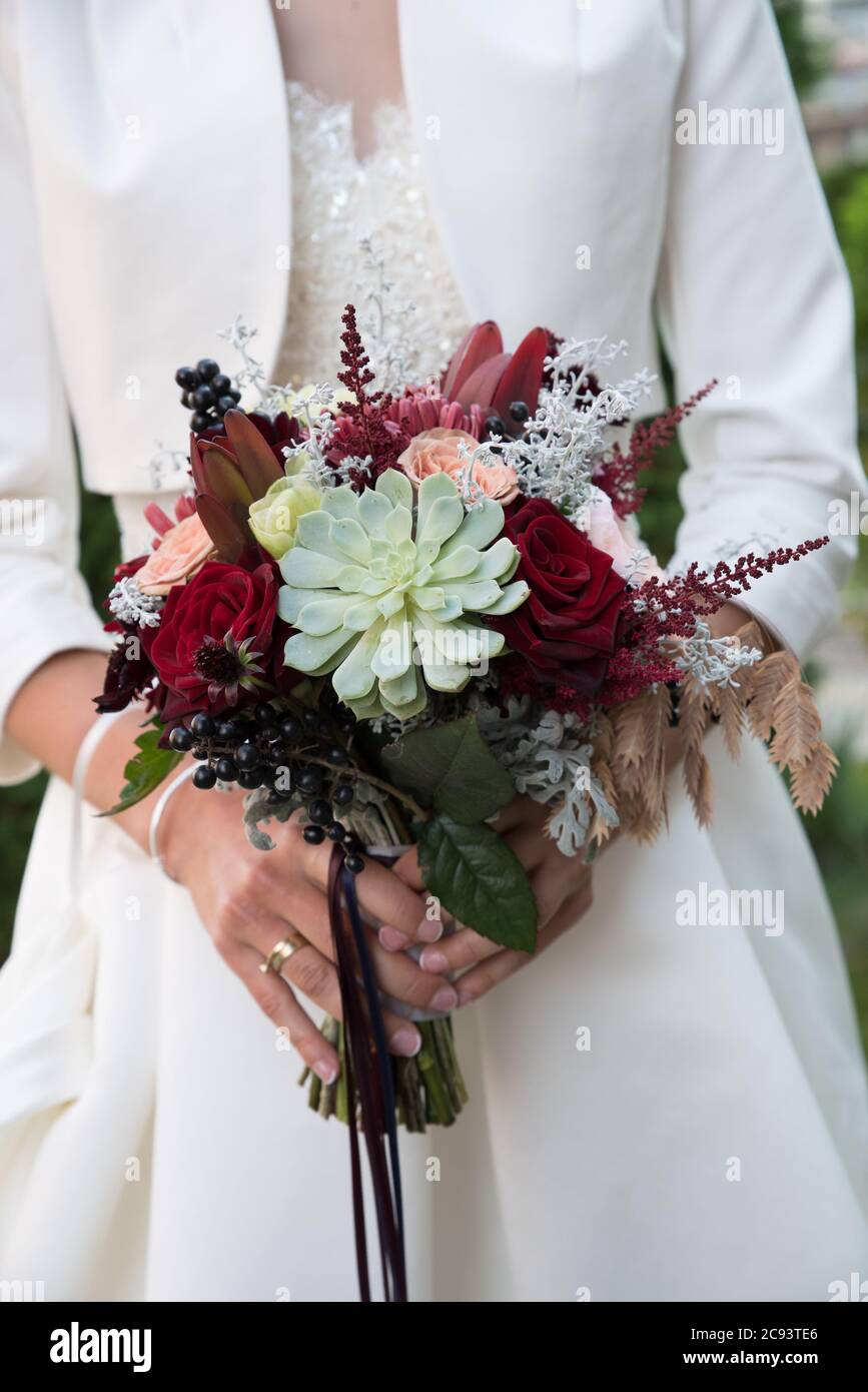 Bride with bridal bouquet. Stock Photo