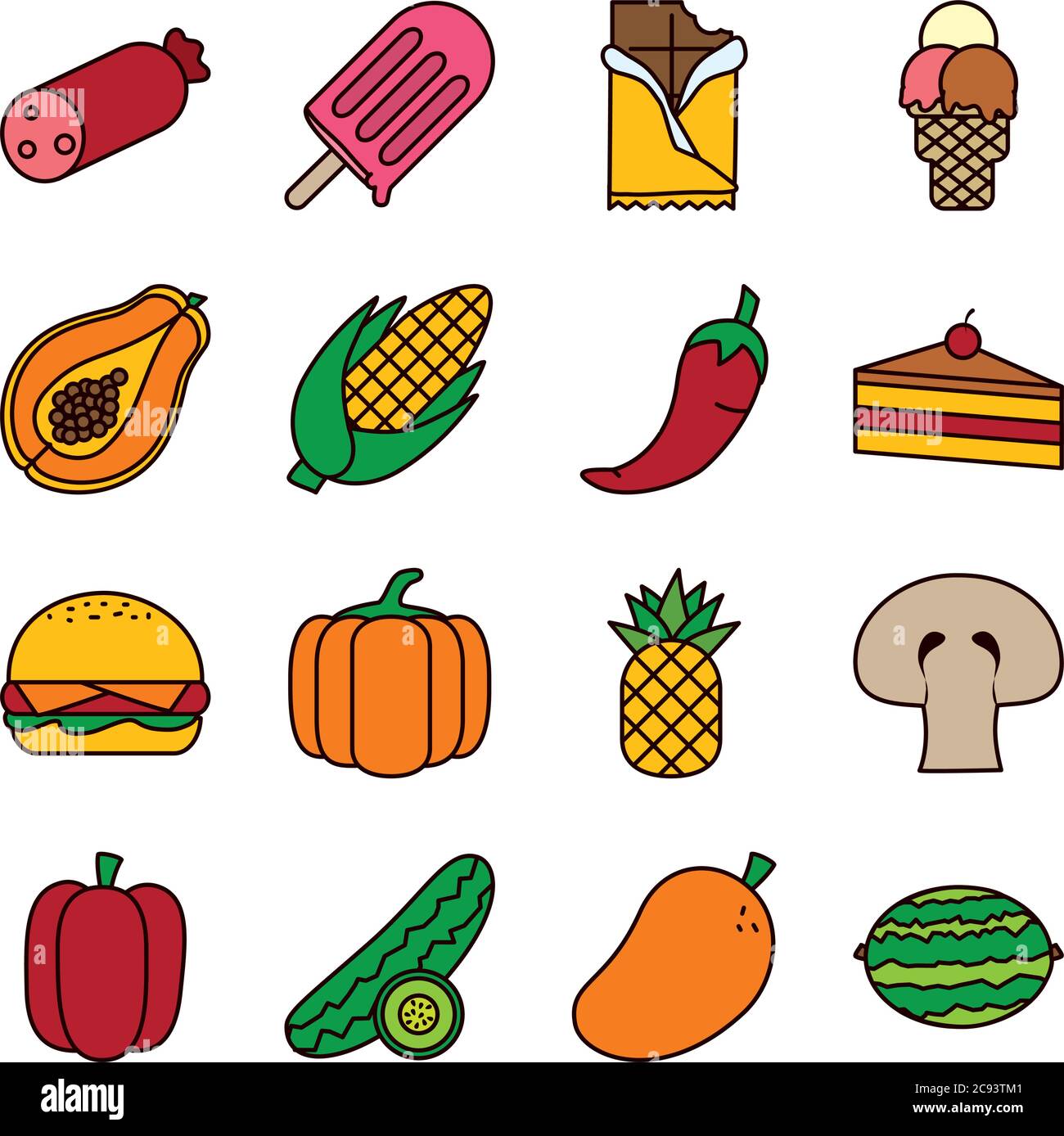line and fill style icon set design, food eat restaurant and menu theme ...