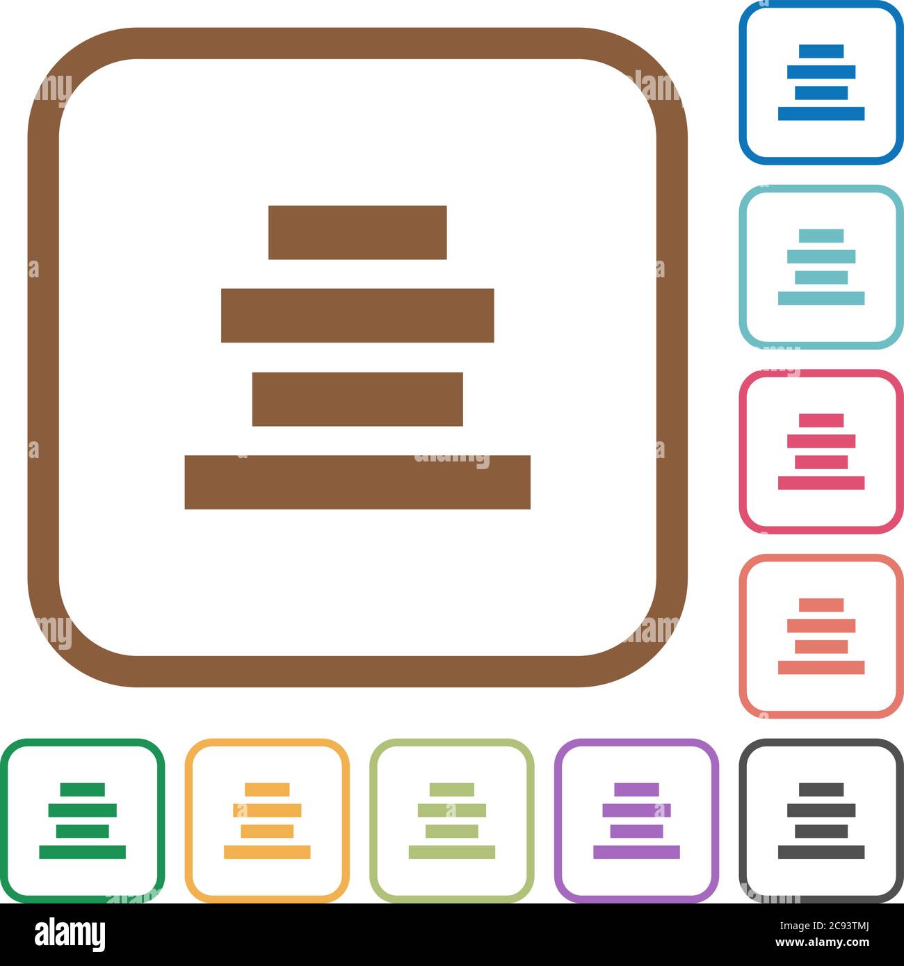 Text align center simple icons in color rounded square frames on white ...