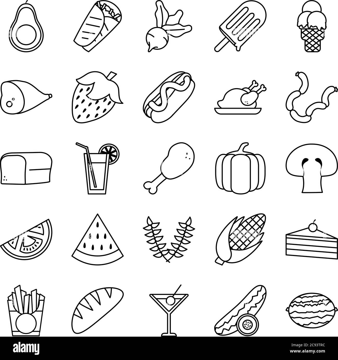 line style icon set design, food eat restaurant and menu theme Vector ...