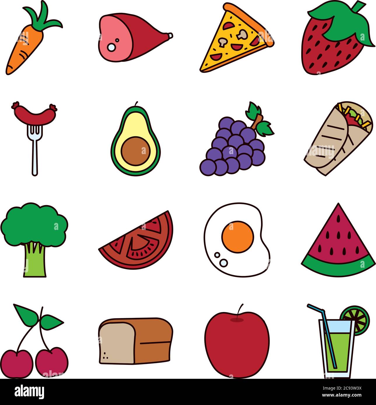 line and fill style icon set design, food eat restaurant and menu theme ...