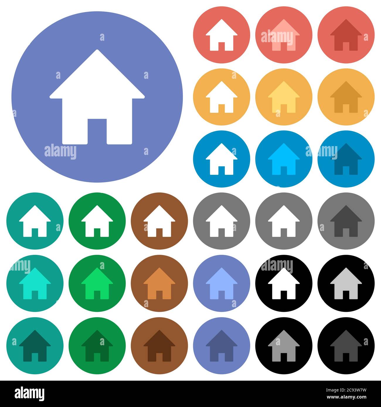 Home multi colored flat icons on round backgrounds. Included white ...