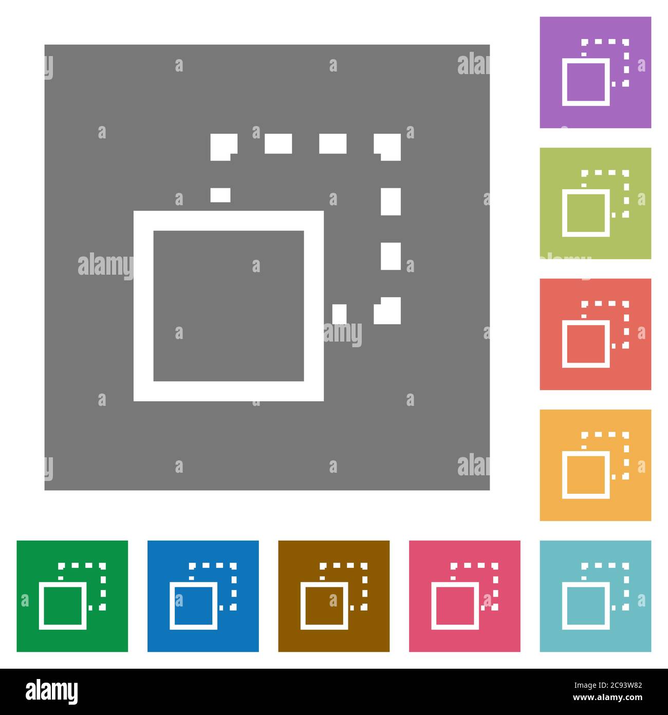Send element to back flat icons on simple color square backgrounds Stock Vector