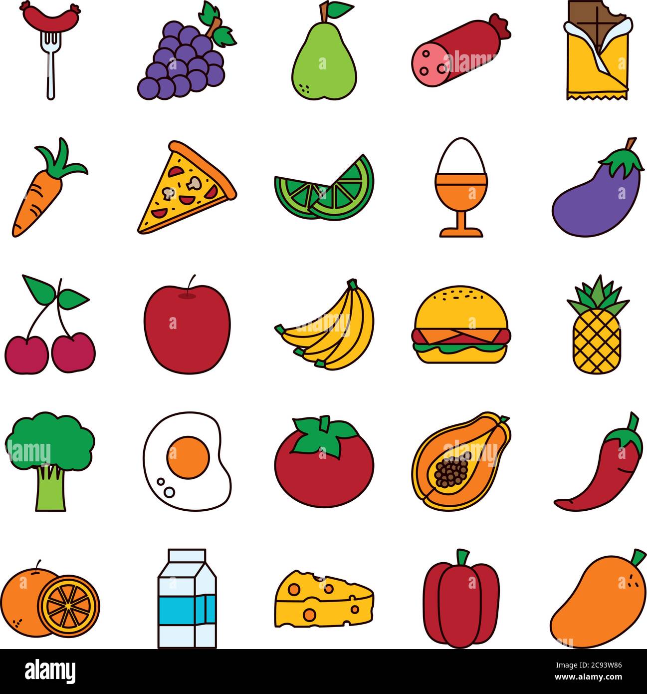 line and fill style icon set design, food eat restaurant and menu theme ...