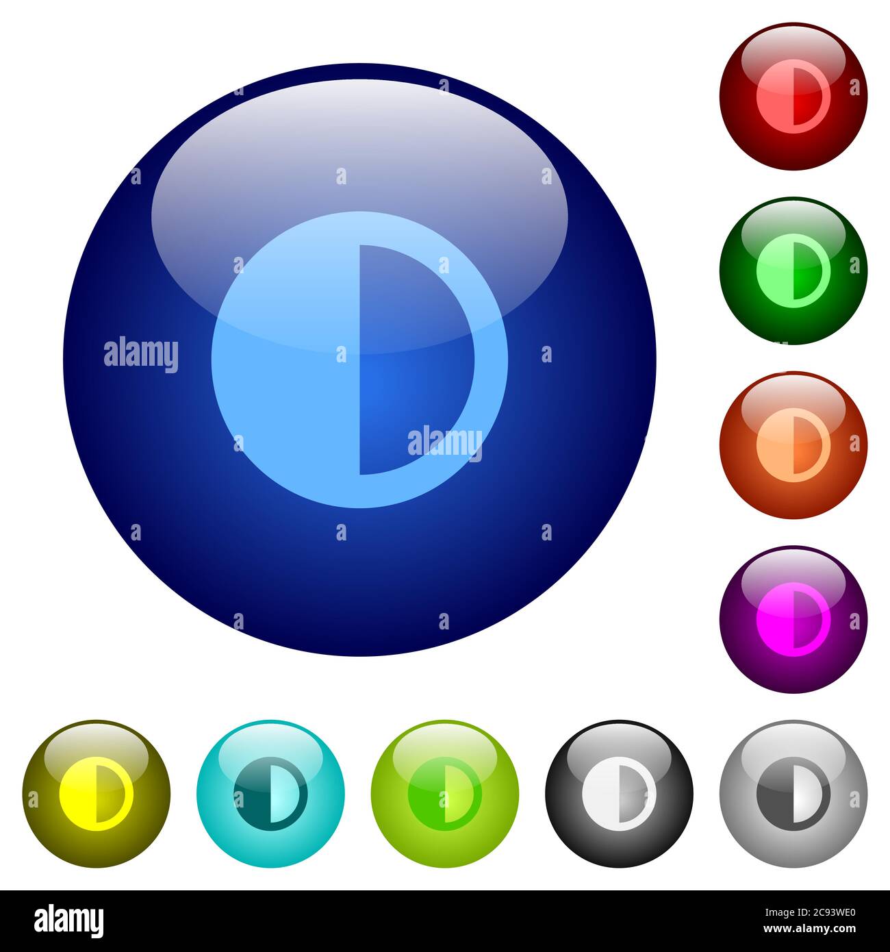 Contrast control icons on round color glass buttons Stock Vector Image ...