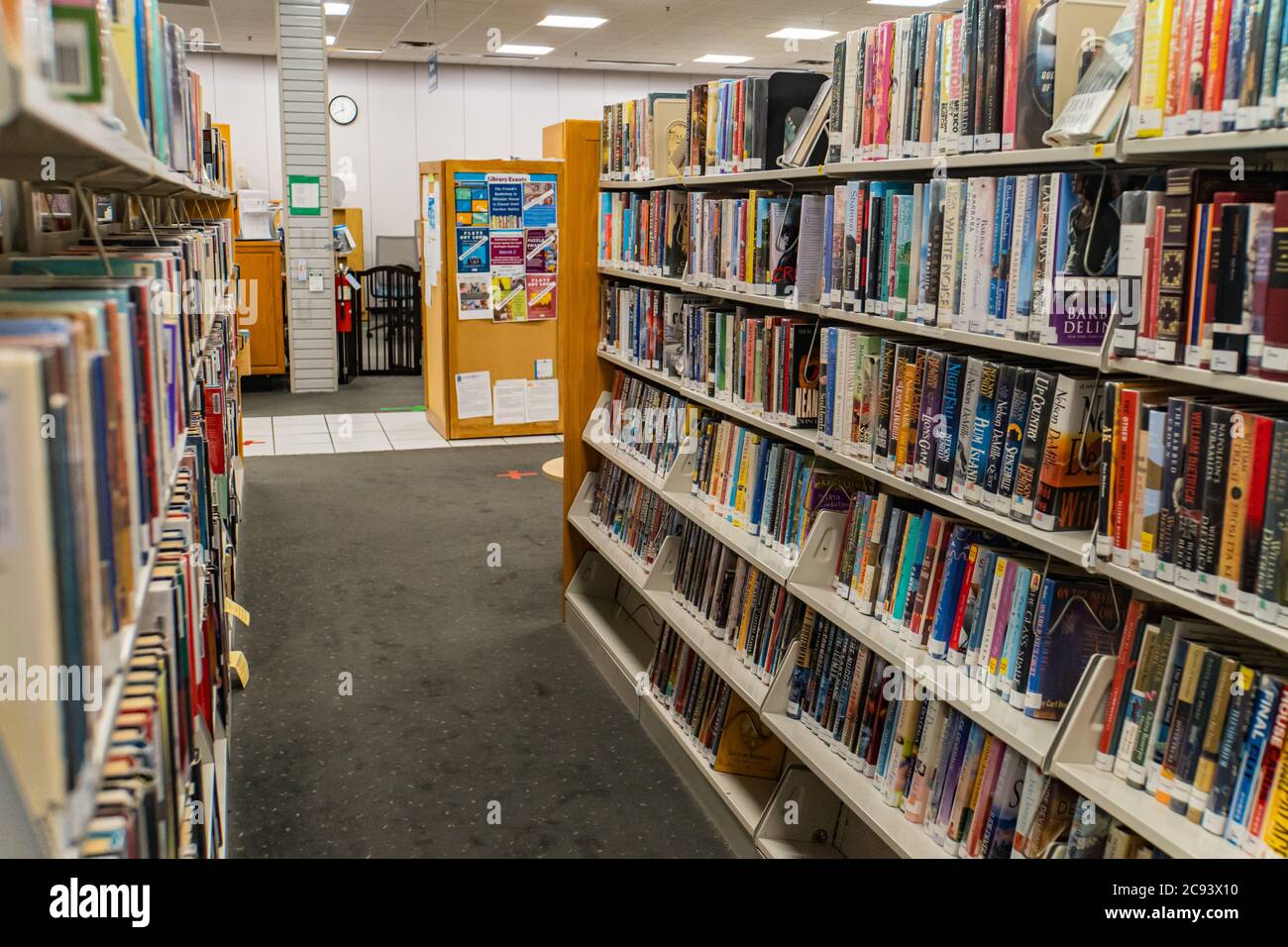 South Burlington, Vermont/USA-July 20,2020: The Community Library ready to open to the public after the Covid-19 pandemic lockdown of all public place Stock Photo