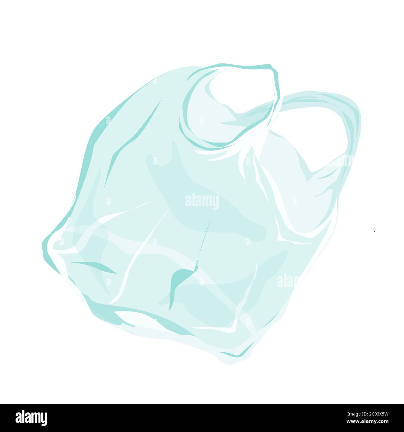 Transparent plastic bag flying in the air. Pollution problem. Vector illustration isolated on white background Stock Vector
