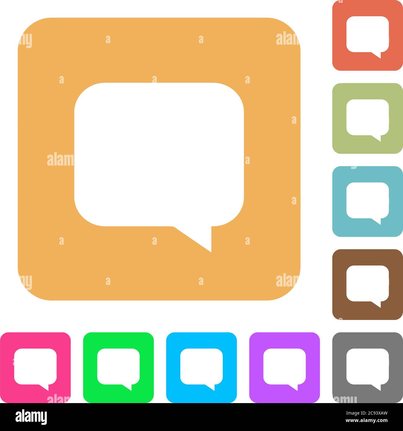 Message bubble flat icons on rounded square vivid color backgrounds. Stock Vector