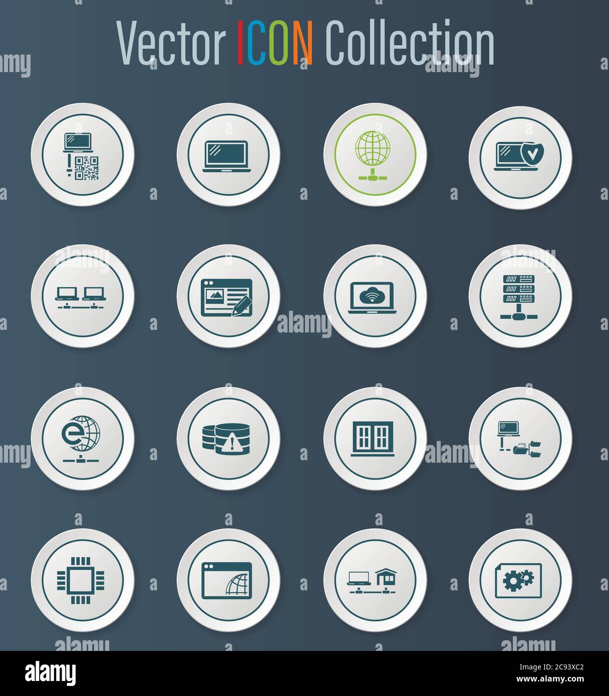 Internet, server, network icons set Stock Vector