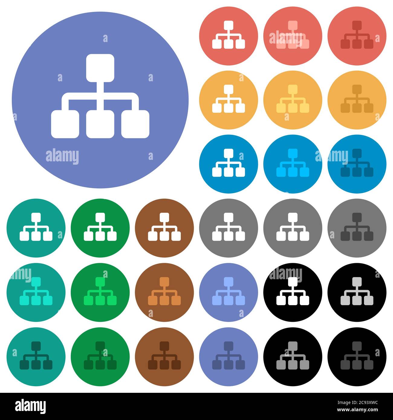 Network multi colored flat icons on round backgrounds. Included white ...