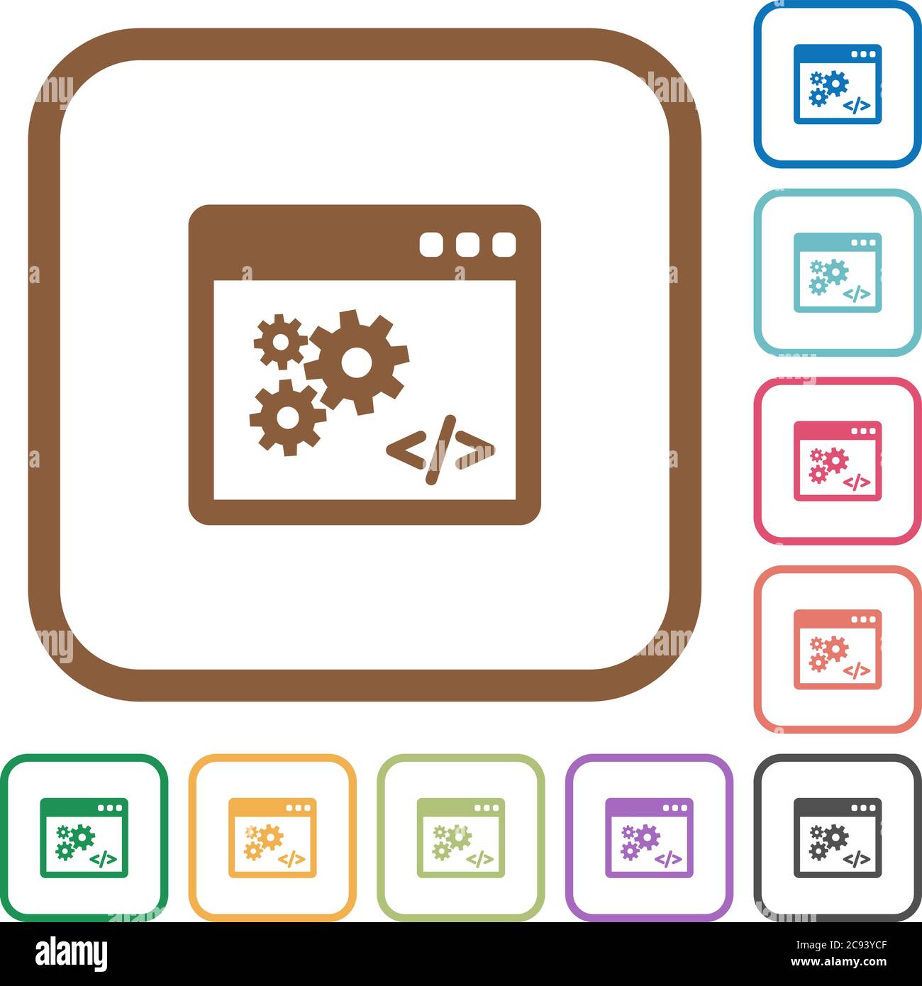 Application programming interface simple icons in color rounded square ...