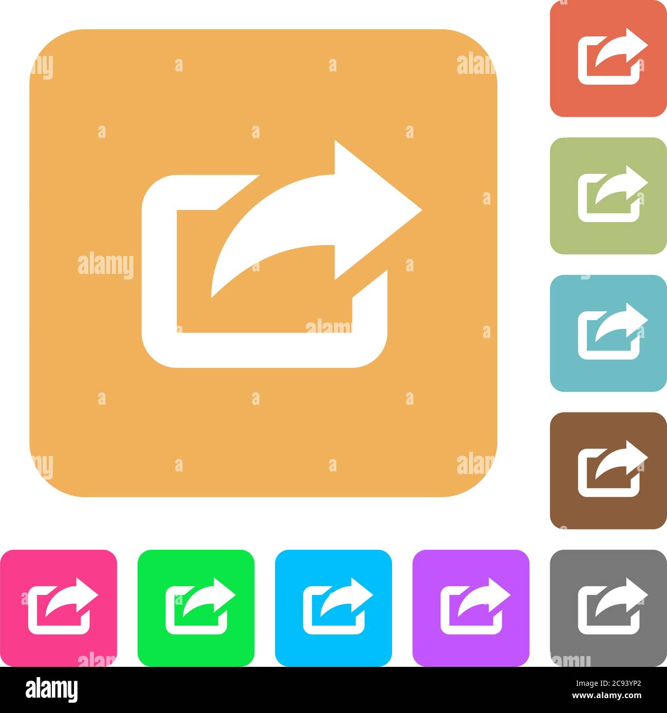 Export with upper right arrow flat icons on rounded square vivid color ...