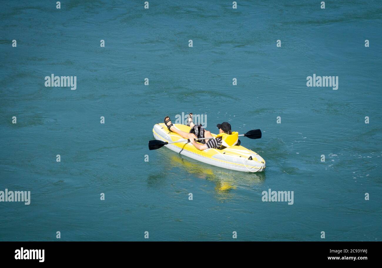 Inflatable boat Bowmont Park, Calgary Alberta Stock Photo Alamy
