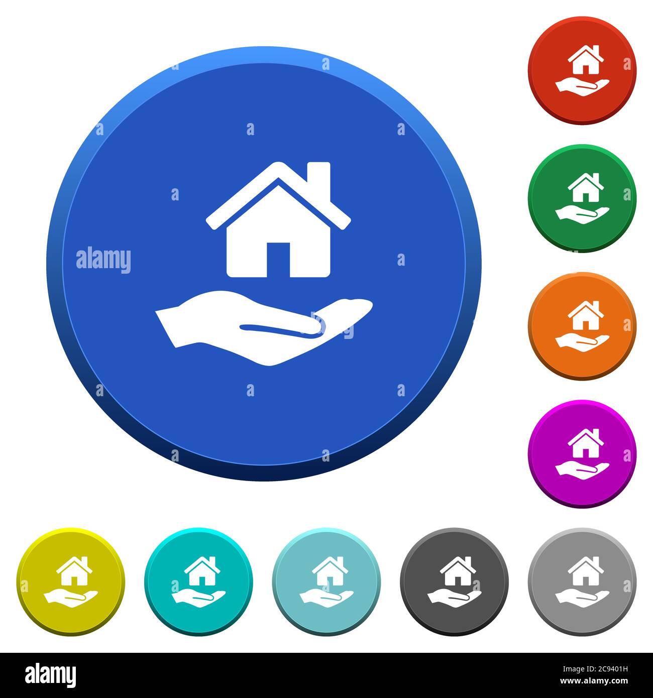 Home insurance round color beveled buttons with smooth surfaces and ...