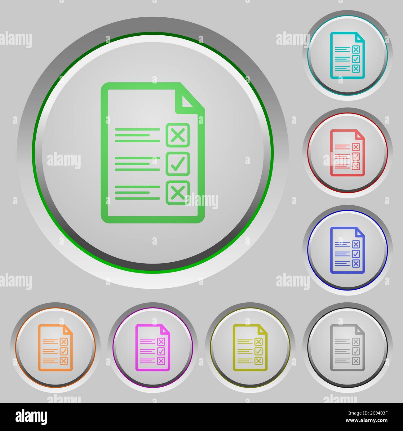 Questionnaire document color icons on sunk push buttons Stock Vector ...
