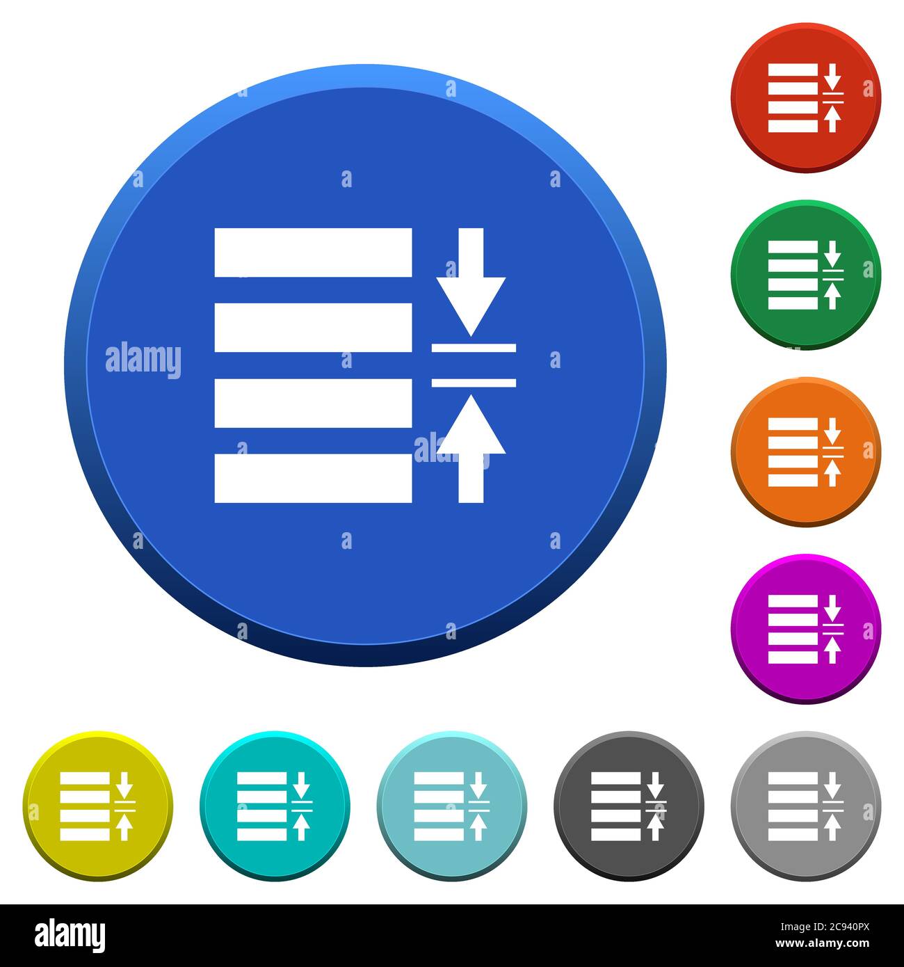 Adjust line spacing round color beveled buttons with smooth surfaces ...
