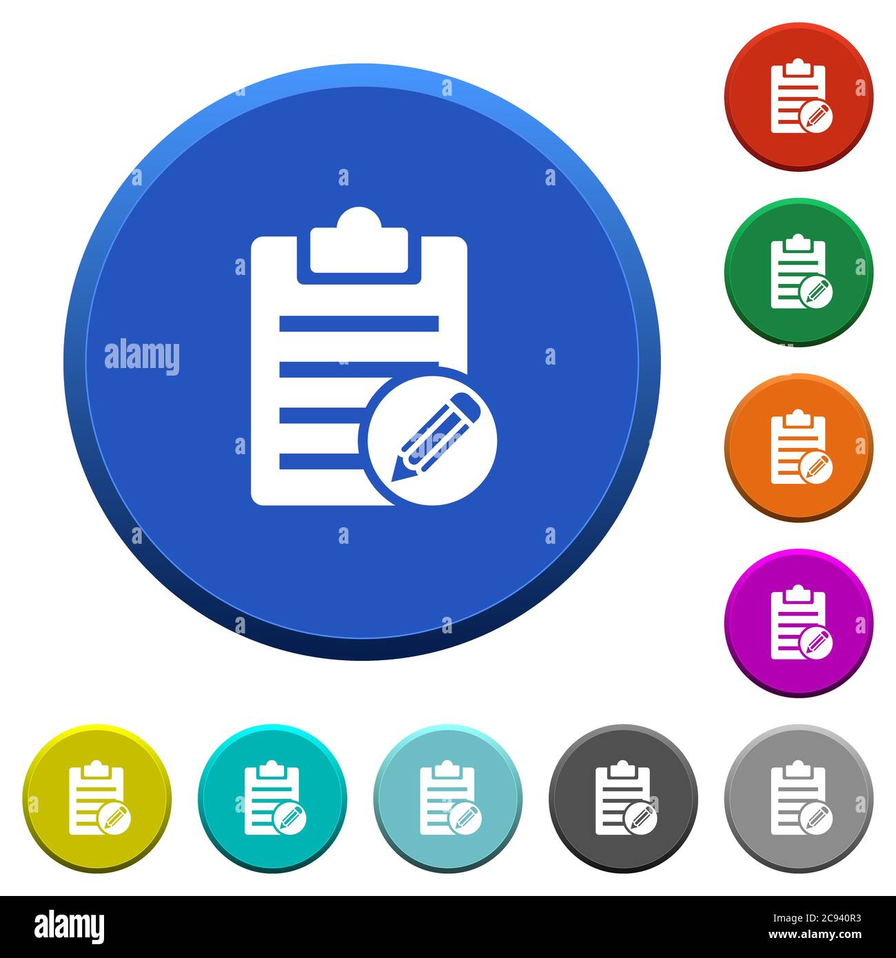 Edit note round color beveled buttons with smooth surfaces and flat ...