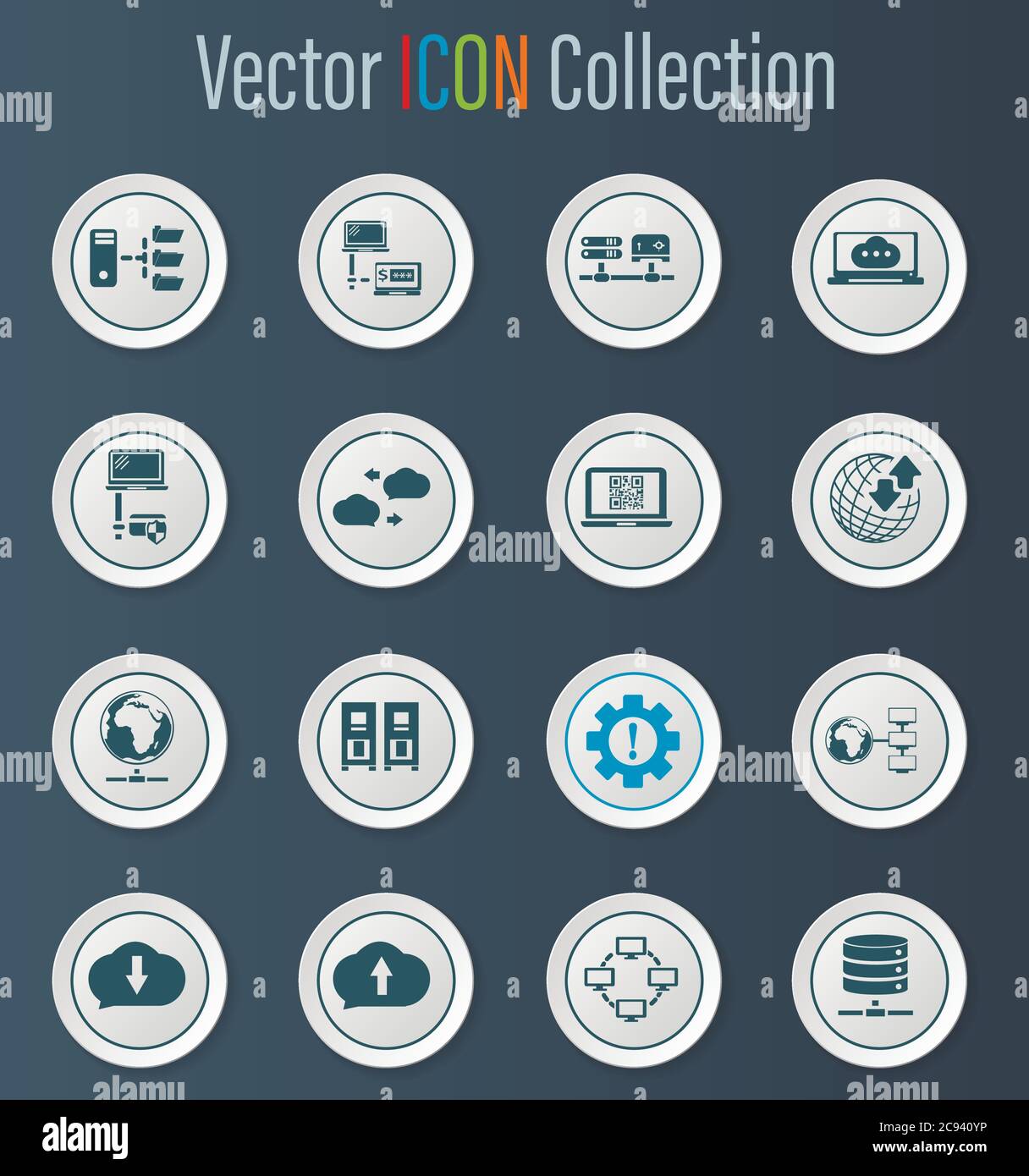 Internet, server, network icons set Stock Vector