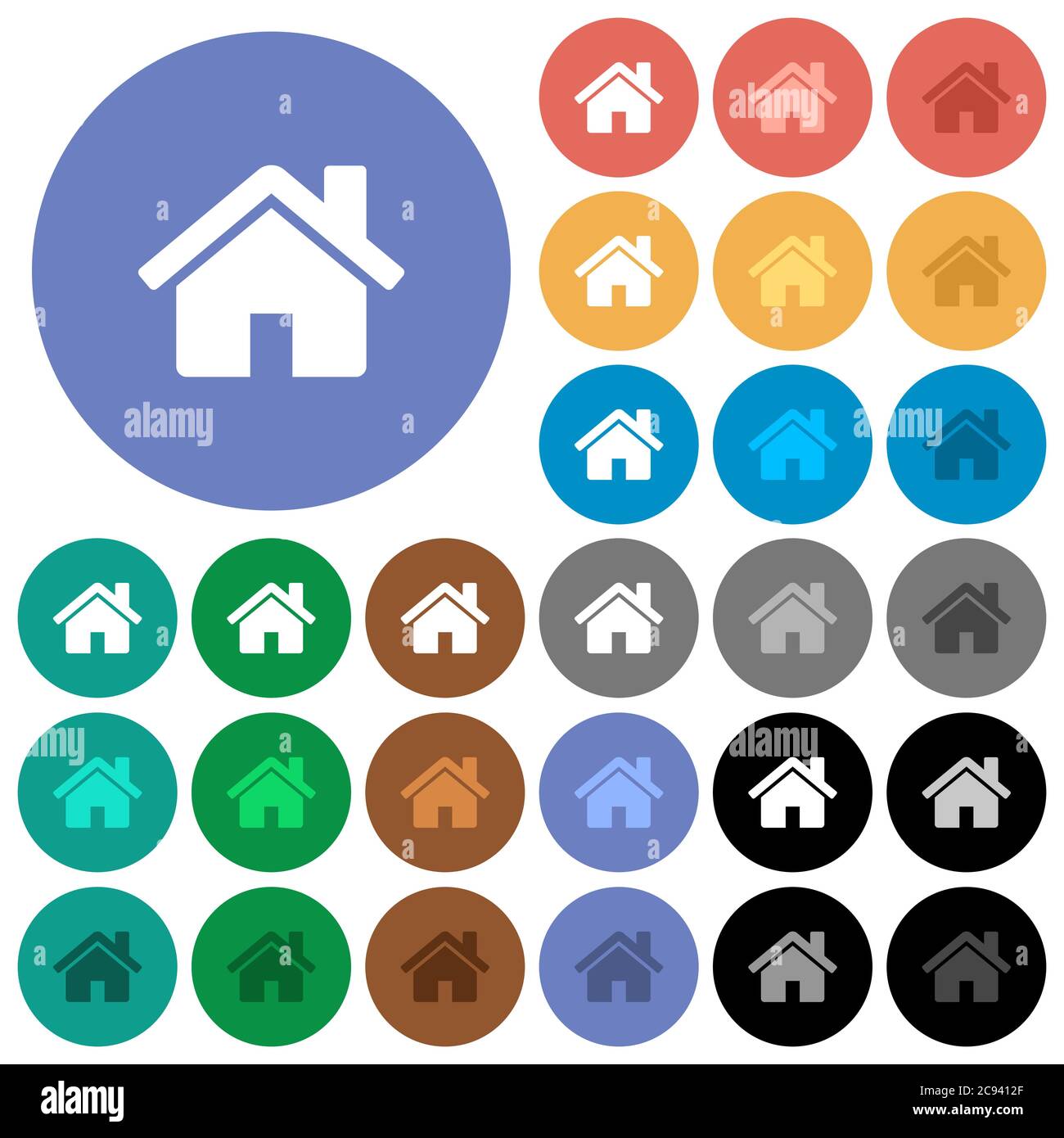 Home multi colored flat icons on round backgrounds. Included white ...