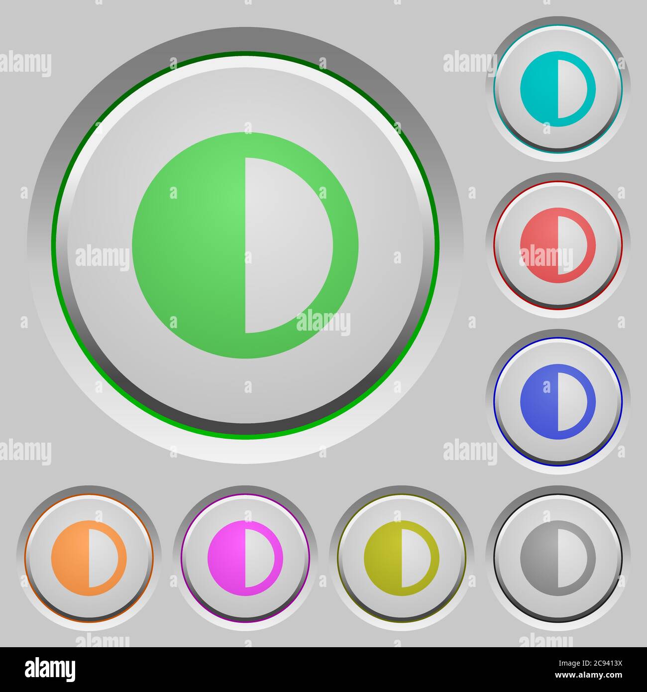 Contrast control color icons on sunk push buttons Stock Vector Image