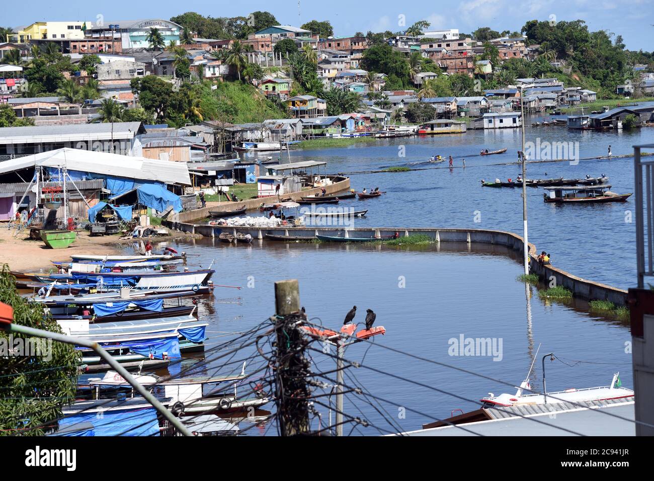 The waterfront in Tefé ,  a river port on the Upper Amazon in Brazil Stock Photo
