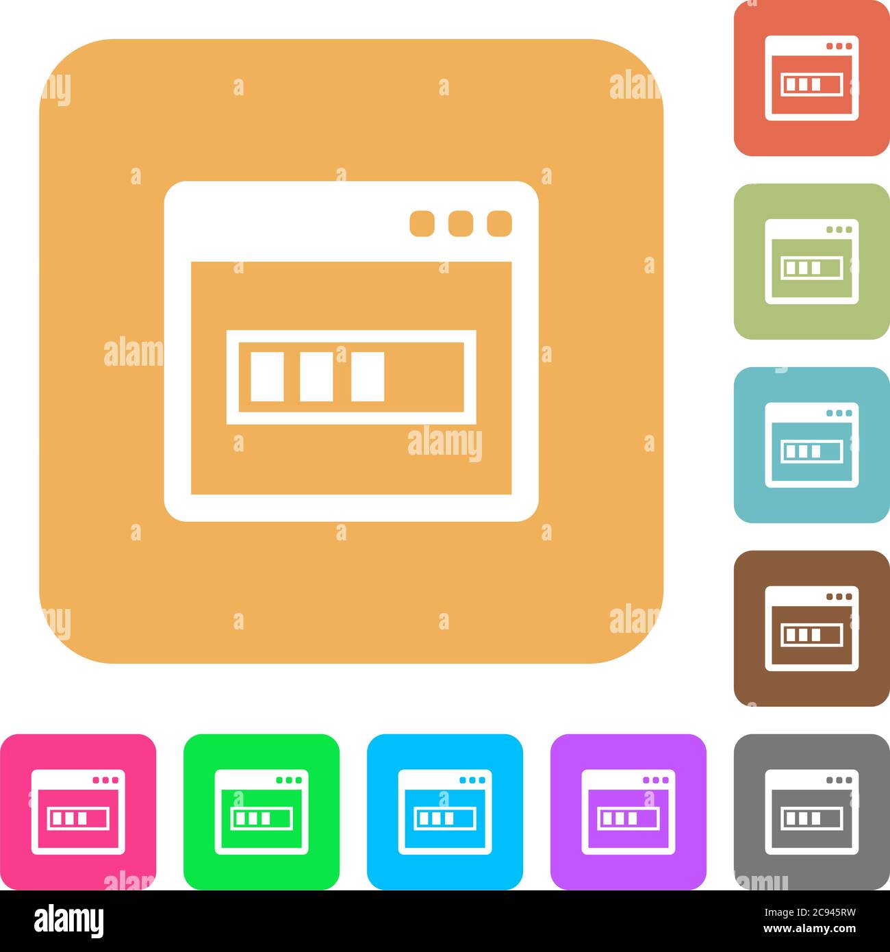 Application installing flat icons on rounded square vivid color backgrounds. Stock Vector
