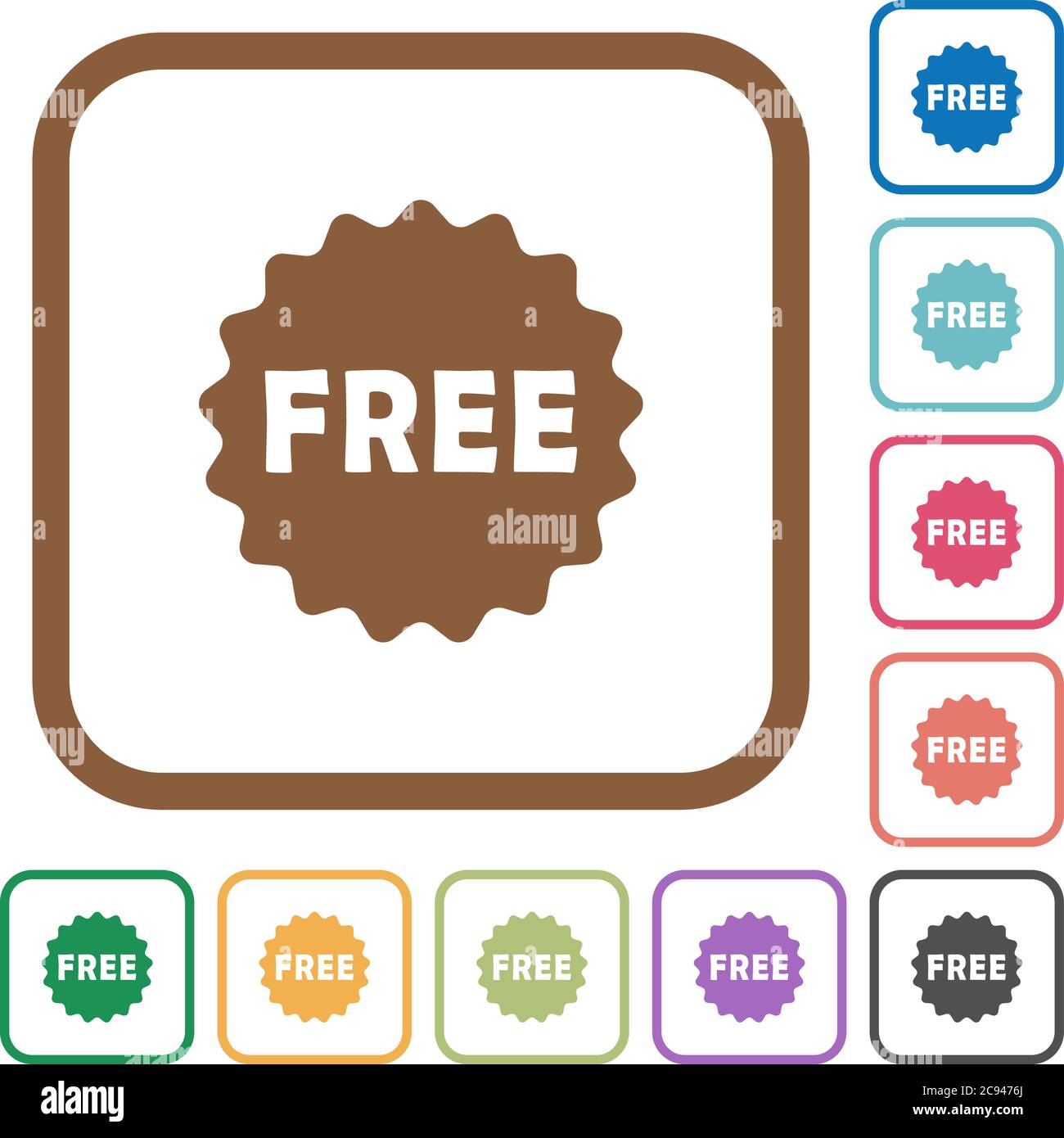 Free sticker simple icons in color rounded square frames on white ...