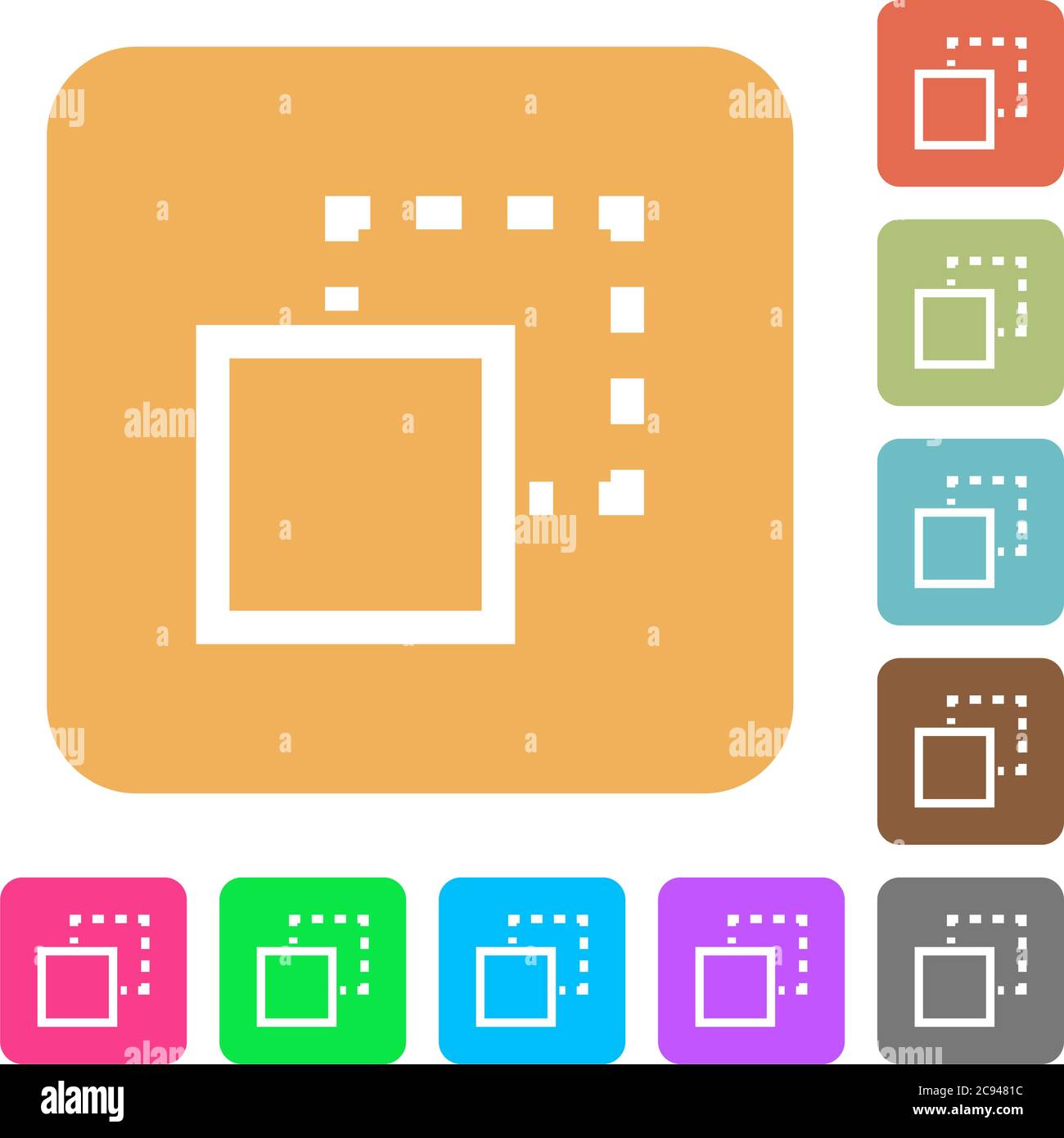 Send element to back flat icons on rounded square vivid color backgrounds. Stock Vector