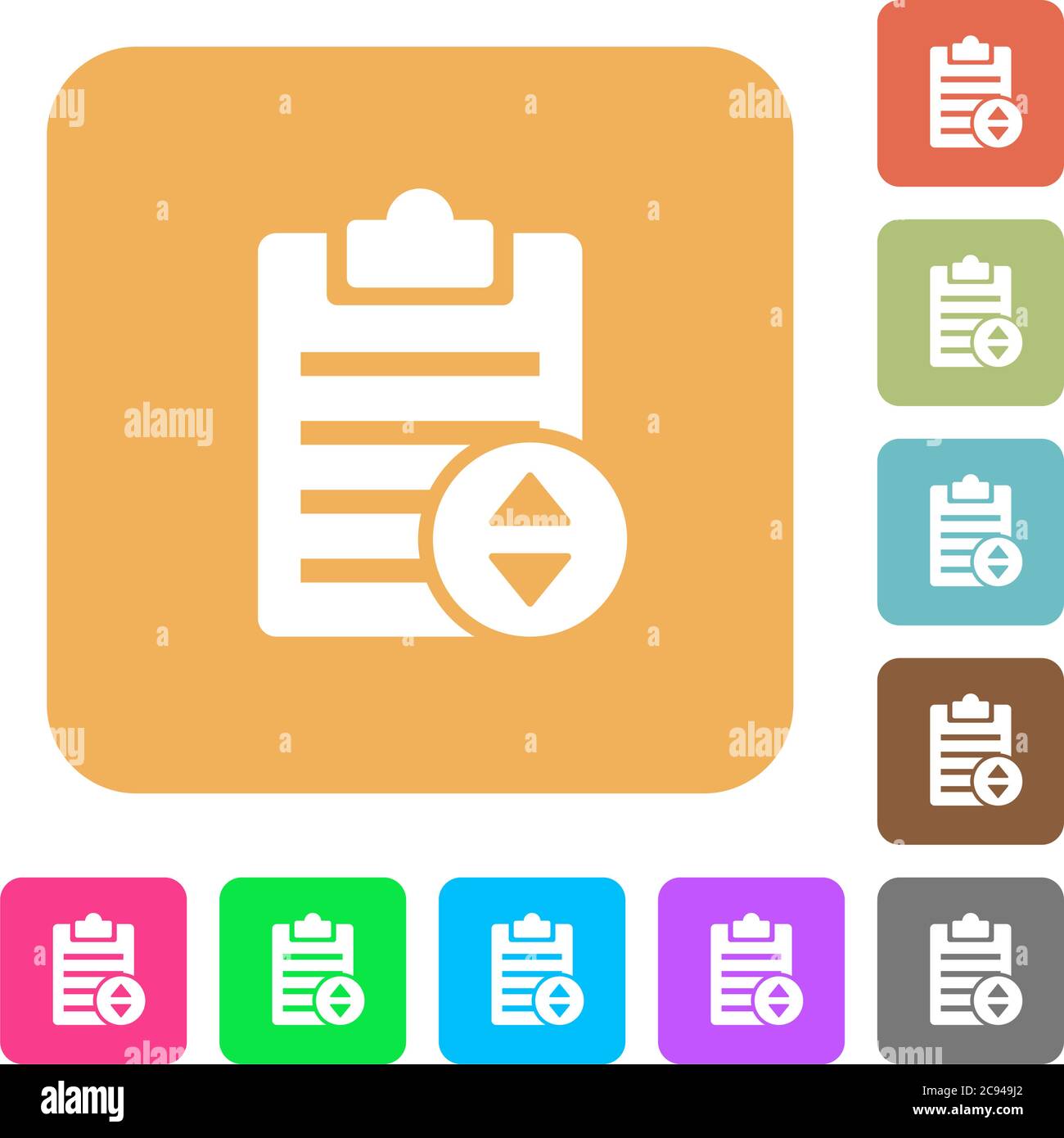 Adjust note priority flat icons on rounded square vivid color backgrounds. Stock Vector