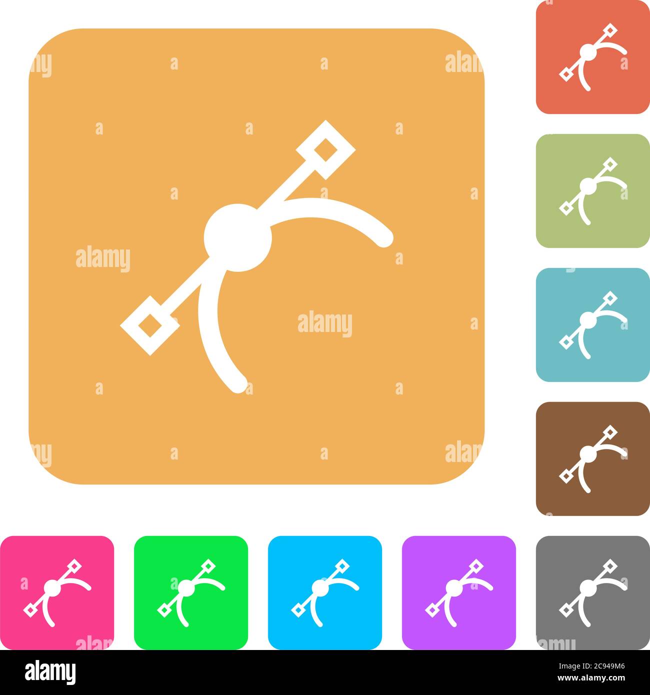 Vector symbol flat icons on rounded square vivid color backgrounds ...