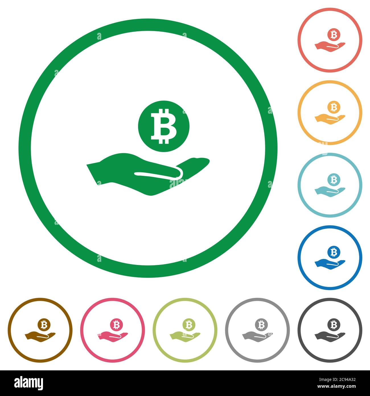 Bitcoin coins on green background Stock Vector Images - Alamy