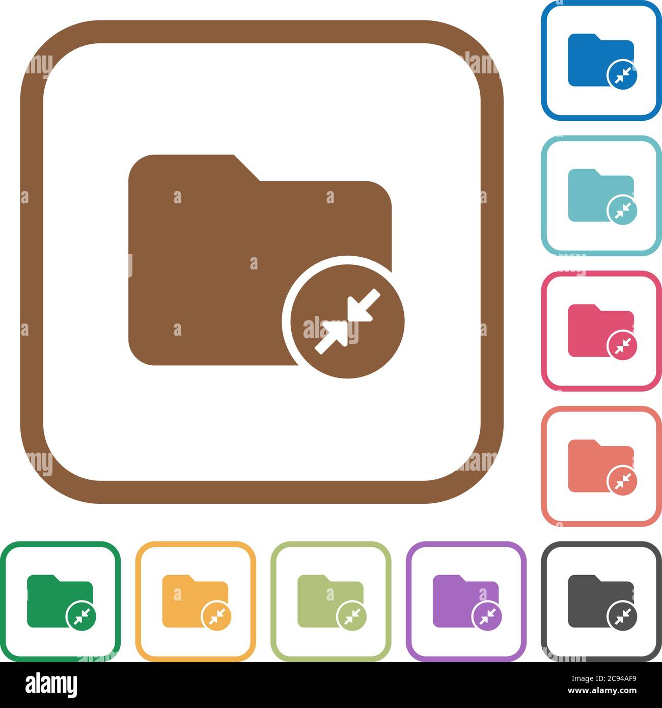 Compress directory simple icons in color rounded square frames on white ...