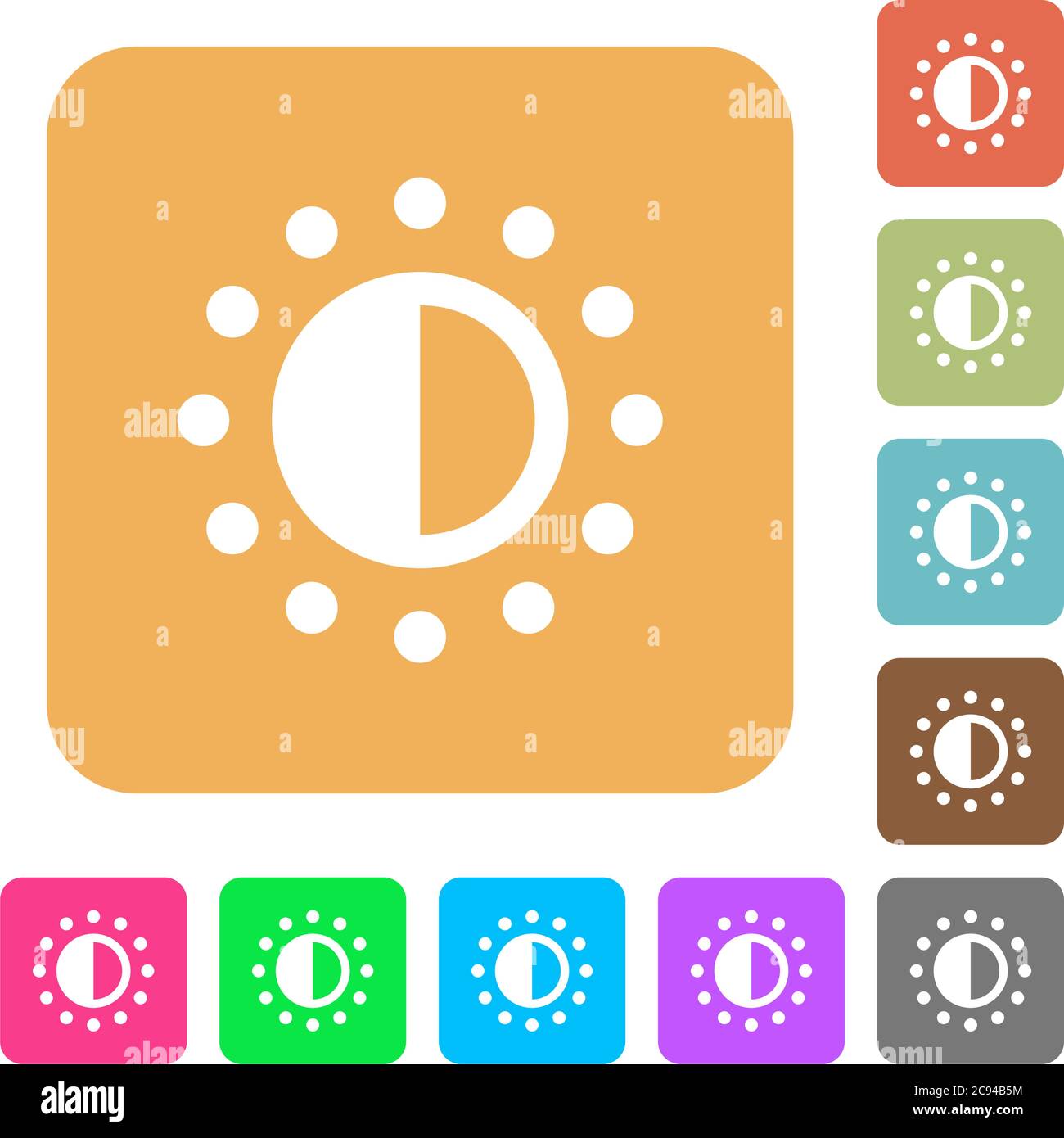Saturation control flat icons on rounded square vivid color backgrounds ...
