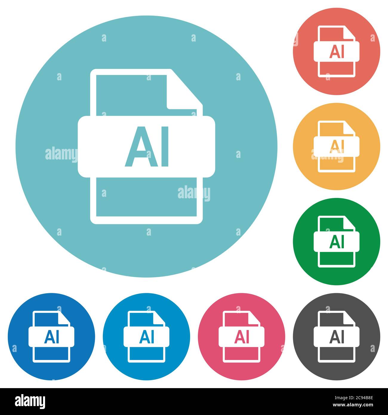 AI file format flat white icons on round color backgrounds Stock Vector ...