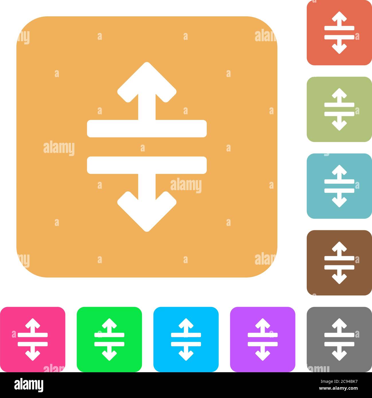 Horizontal split tool flat icons on rounded square vivid color backgrounds. Stock Vector