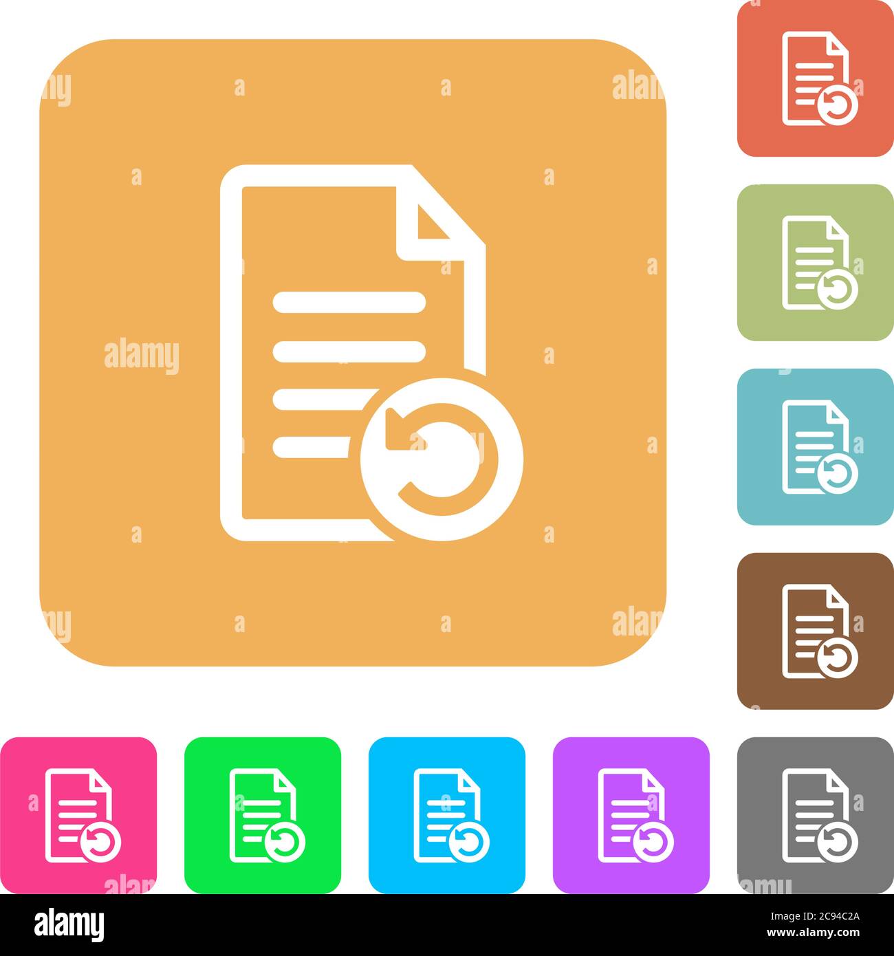 Undo document changes flat icons on rounded square vivid color backgrounds. Stock Vector
