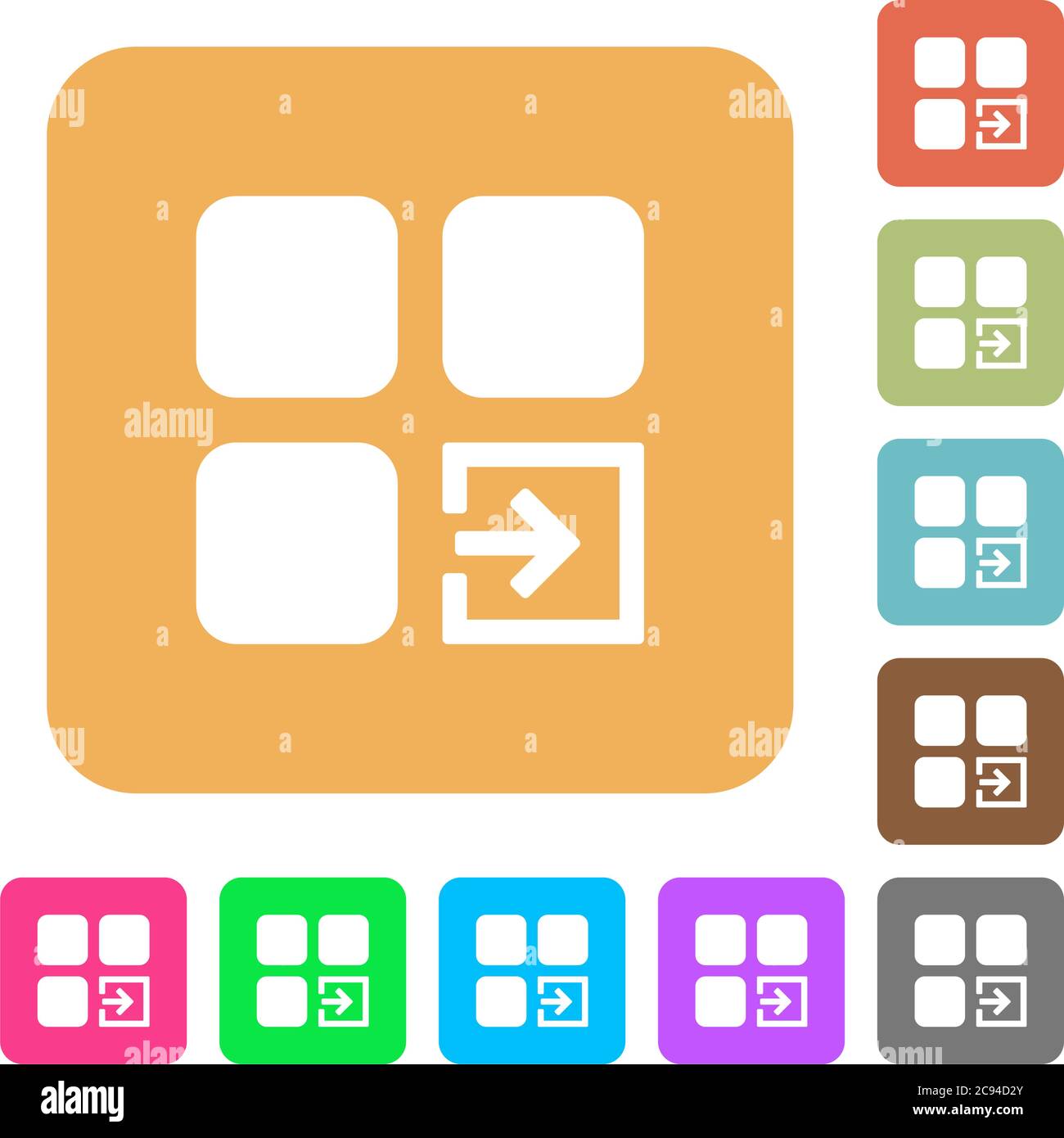 Import component flat icons on rounded square vivid color backgrounds ...