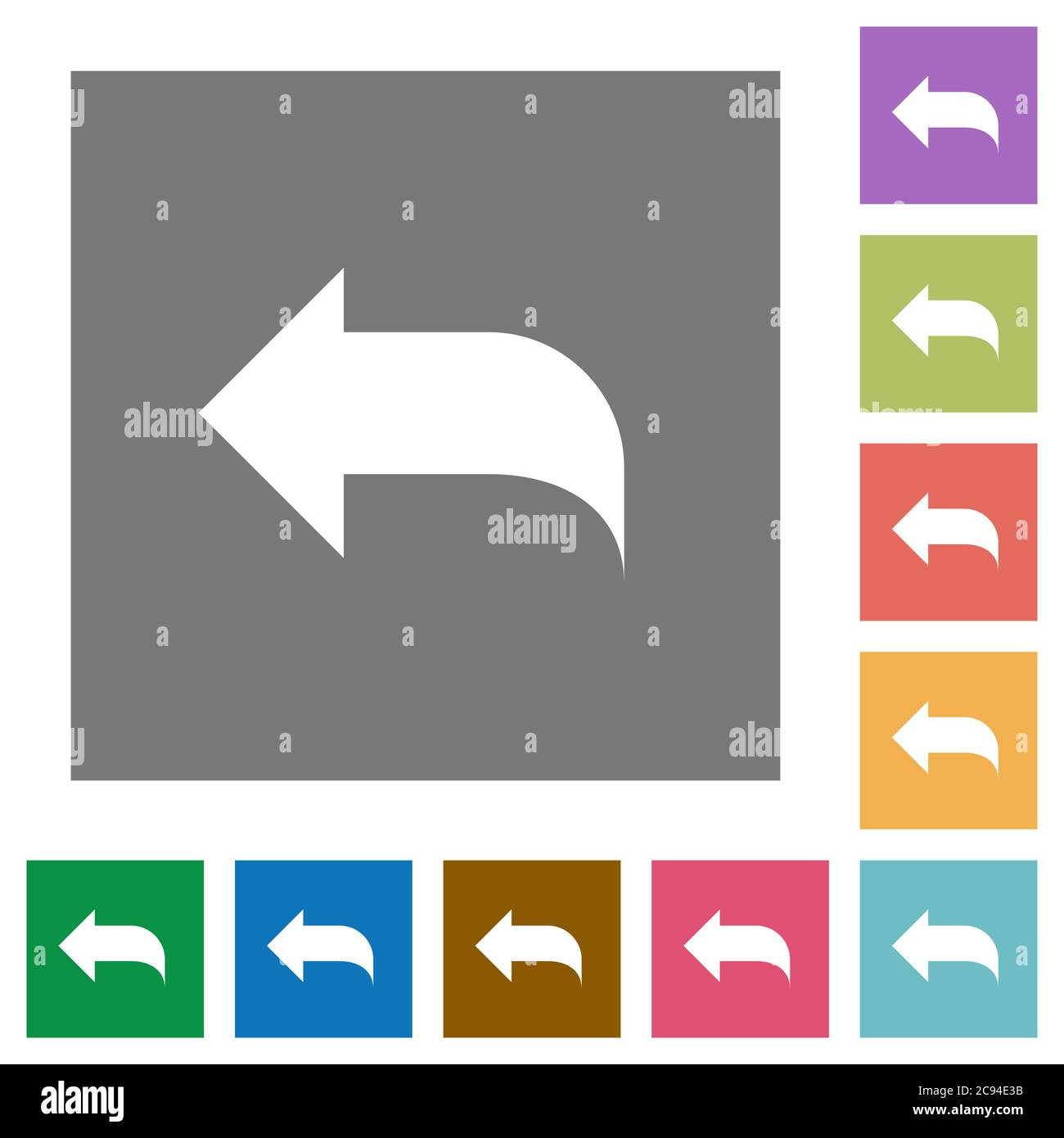 Reply to mail flat icons on simple color square backgrounds Stock Vector