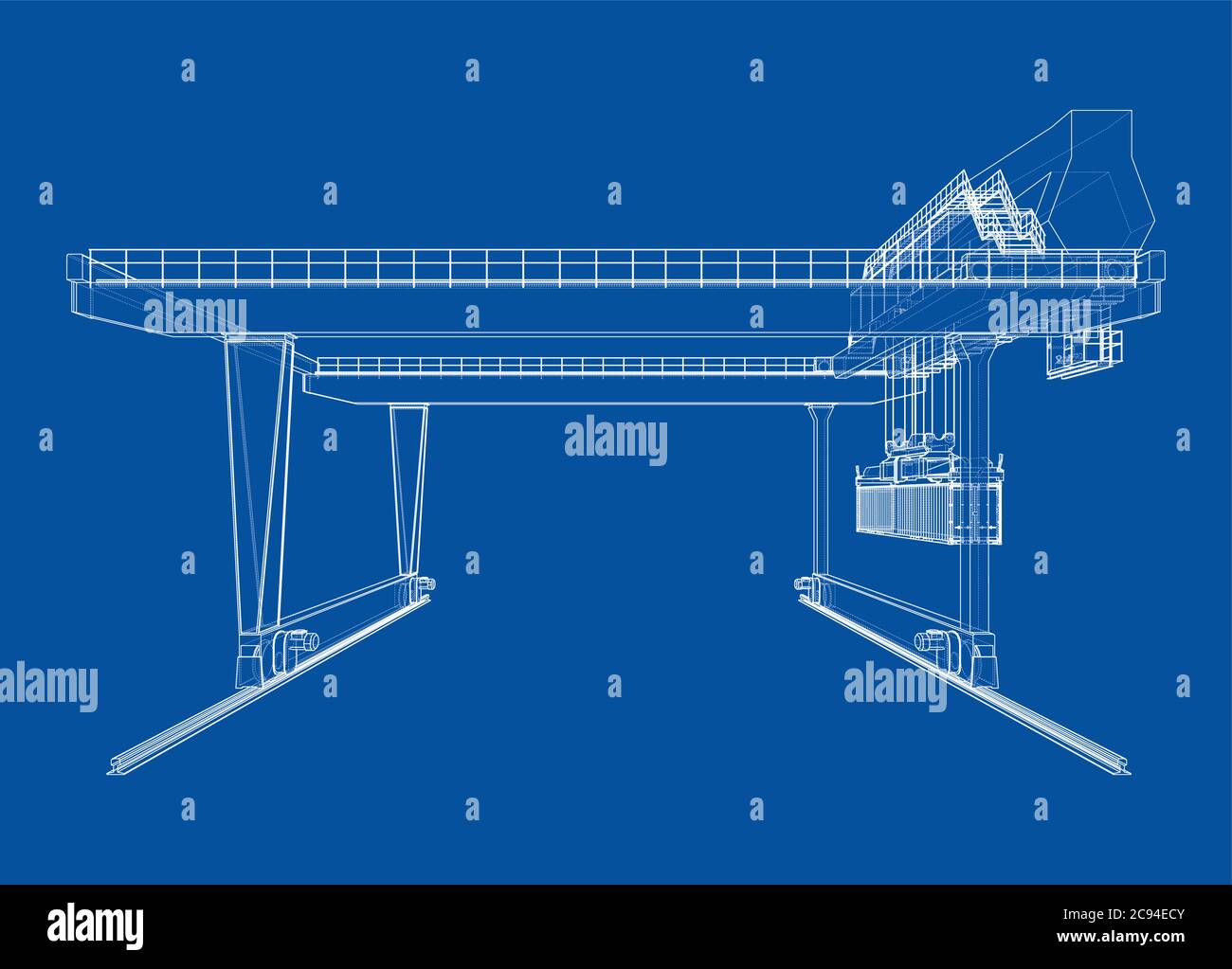 Rail-mounted gantry container crane outline Stock Vector