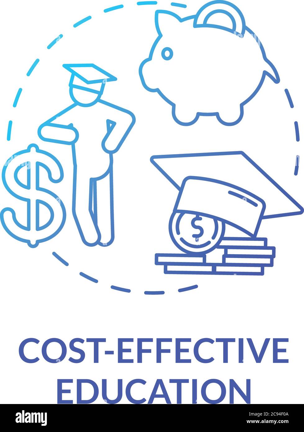 Cost effective education concept icon. Academic payment. Educational