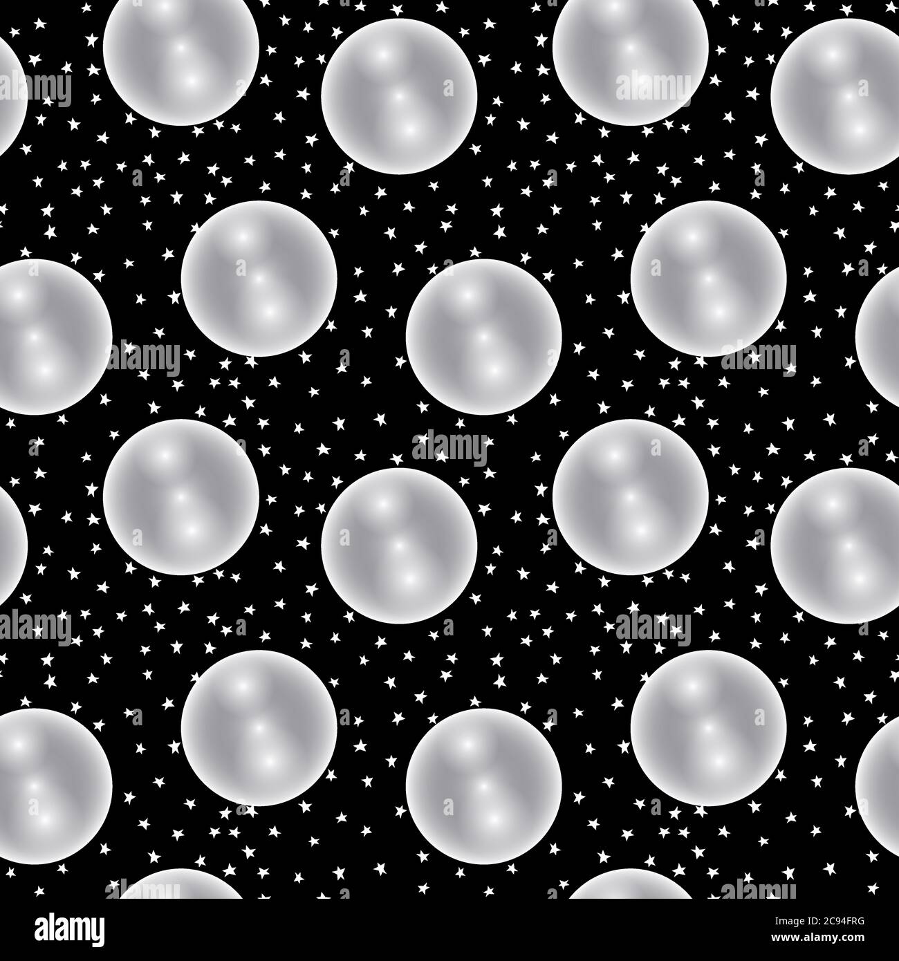 crystal balls and stars seamless vector pattern Stock Vector