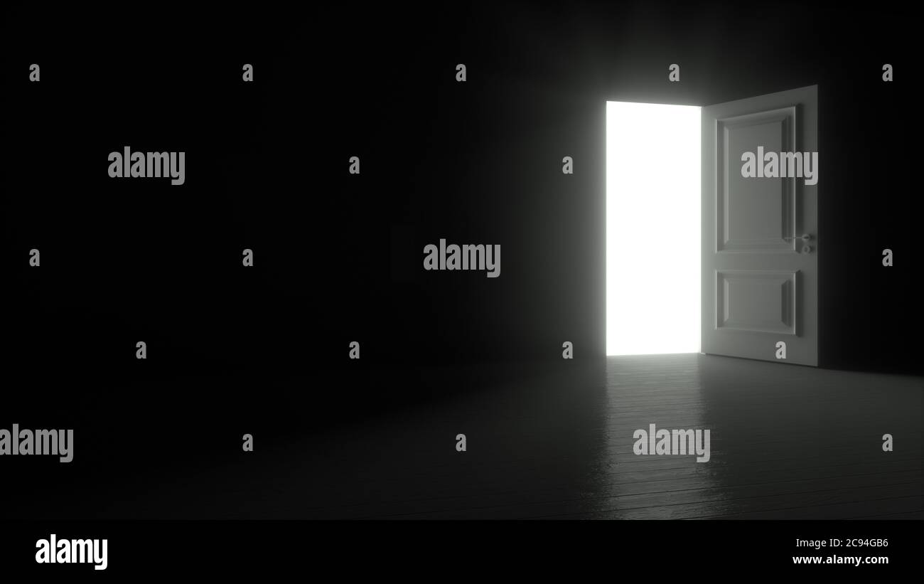 Doors Opening In A Dark Room - Stock Motion Graphics