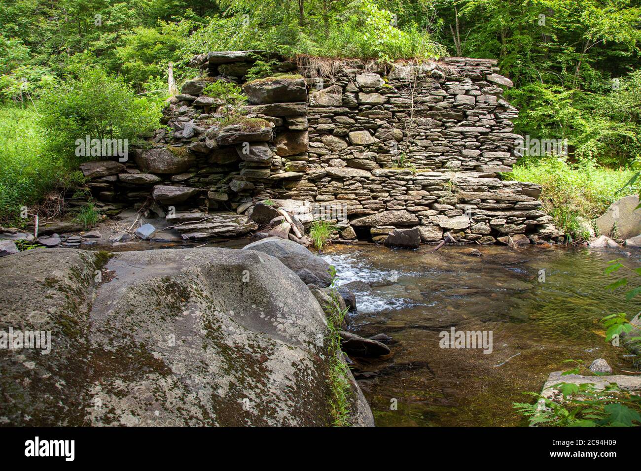 Site of an old mill on Mill River in Cummington, Massachusetts Stock Photo